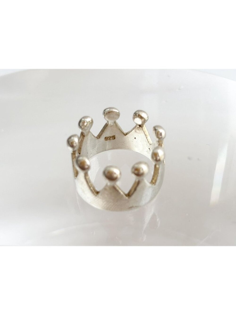 Crown Shaped Polished Bright Minimalist Sterling Silver 925 Vintage Ring - sz 6 - Picture 8 of 14